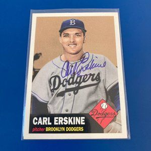 Topps, Carl Erskine Baseball Card, Autographed, #308